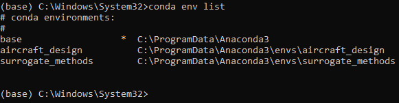 Conda create env list
