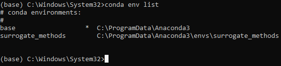 Conda env list